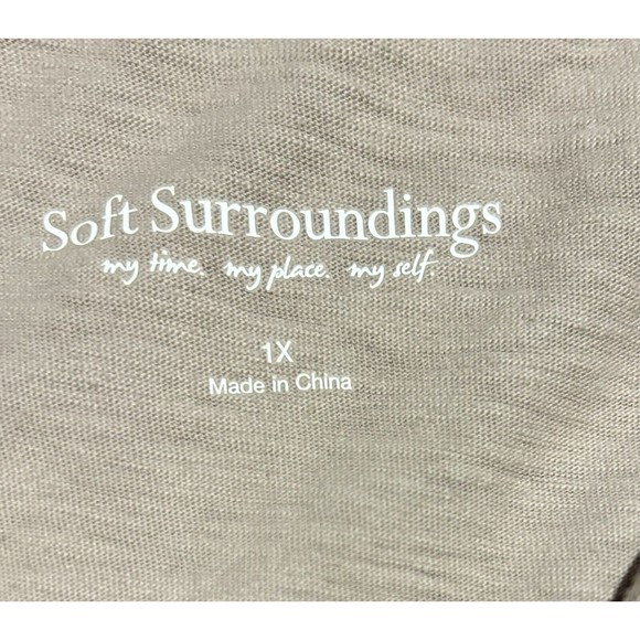 Soft‎ Surroundings Womens Top Cardigan 1X Tan Tunic V Neck Danielle Button - Picture 2 of 10